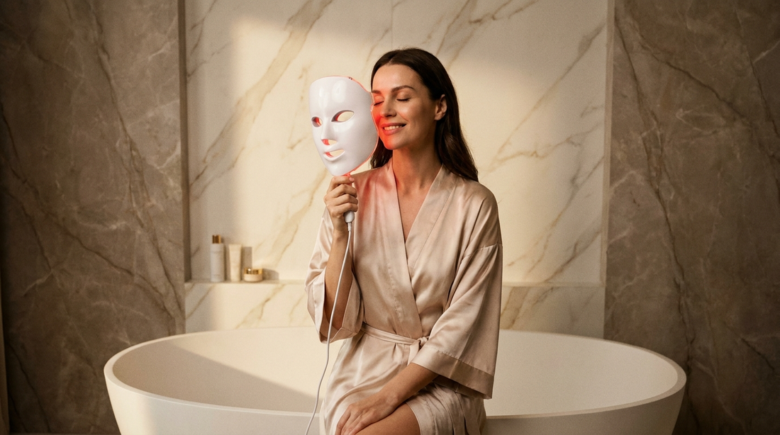 Utilisation quotidienne d'un appareil LED visage à la maison