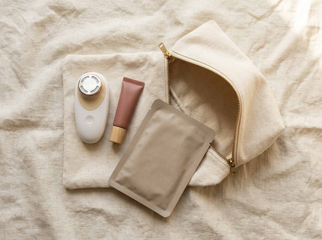 Trousse de voyage beauté Soveya avec appareil LED et tatouage lèvres peel-off