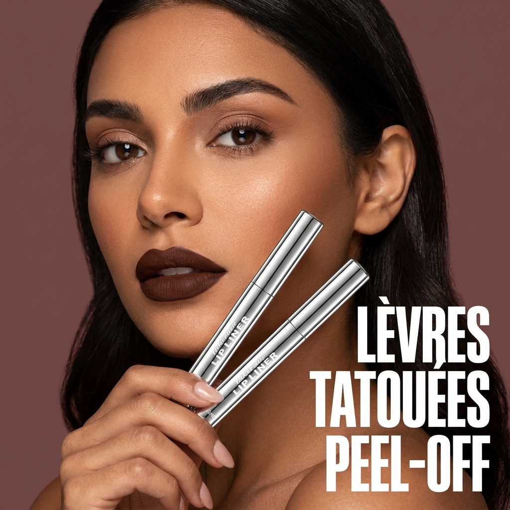 Look éditorial encre lèvres peel-off Soveya Cool Cocoa
